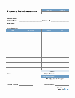 Expense Reimbursement Form in Word (Basic)