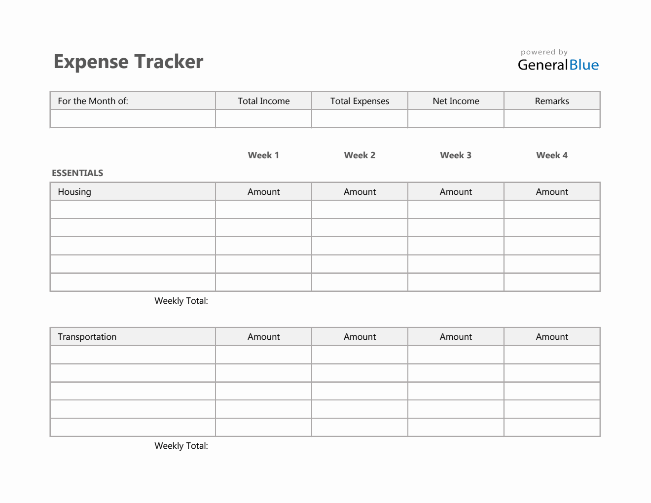 Free Excel Expense Templates