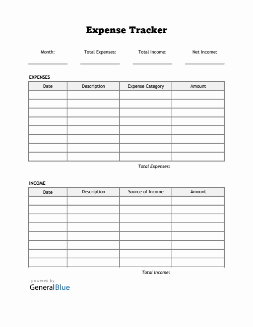 Expense Tracker in Excel (Printable)