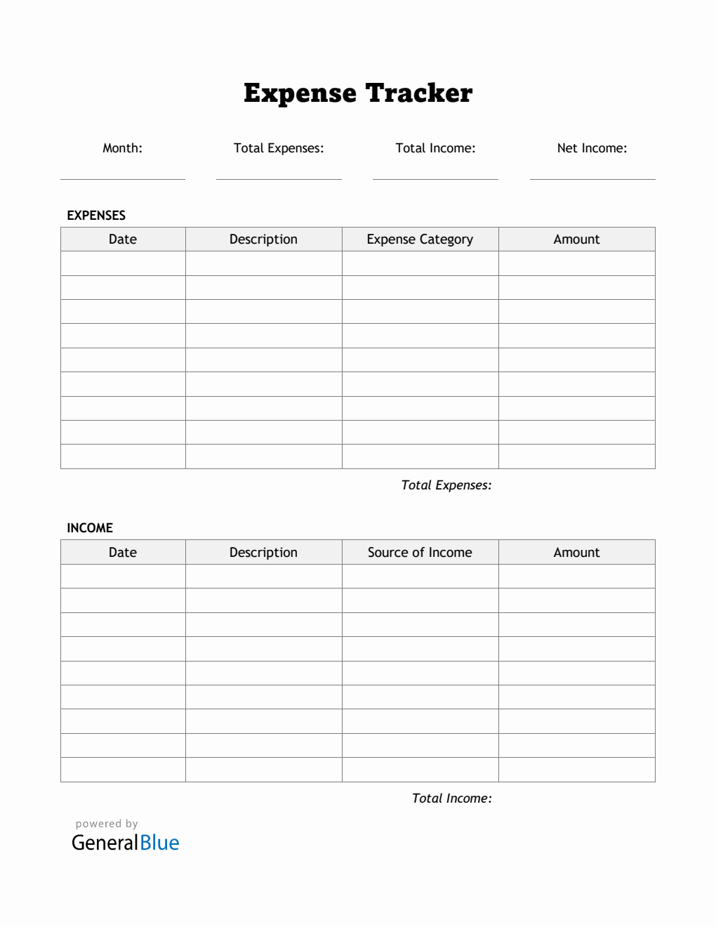 Expense Tracker in PDF (Printable)