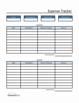Expense Tracker in Word (Blue)