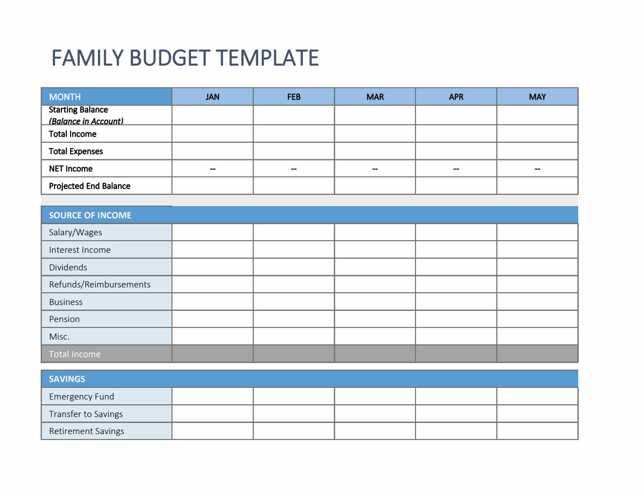 Household Budget Template Excel Free