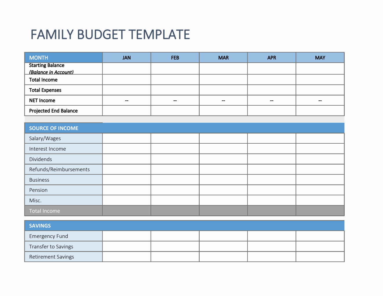 Excel Household Budget Template