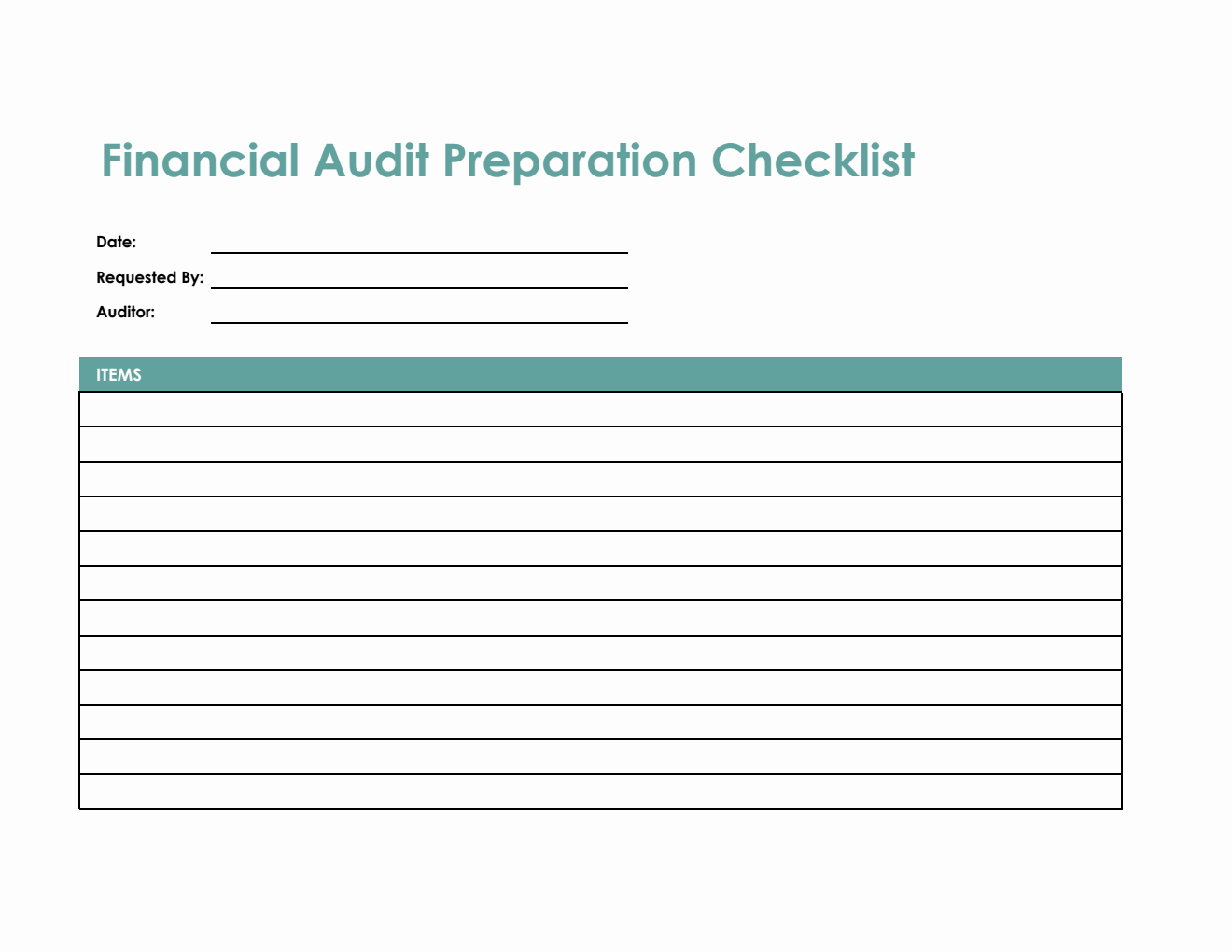 Excel Financial Audit Preparation Checklist