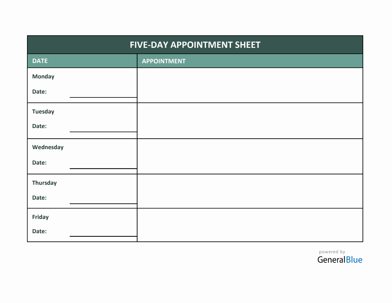 Free Excel Appointment Templates