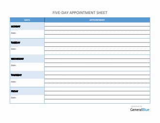 Five-Day Appointment Sheet Template in PDF (Basic)