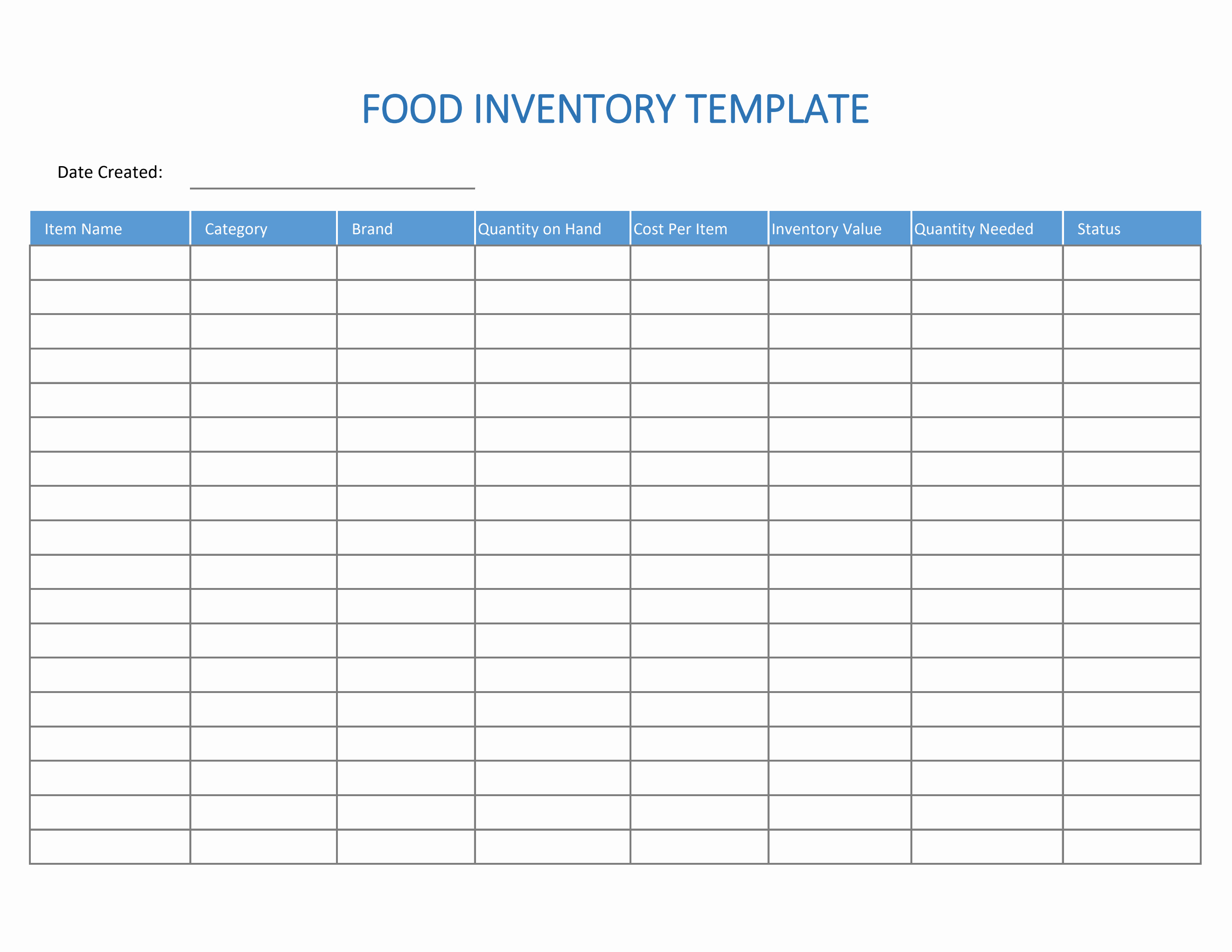 Excel Food Inventory Template