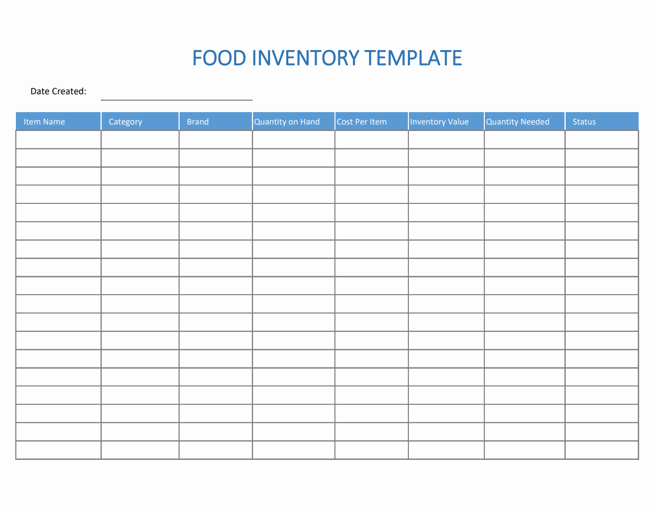 Excel Food Inventory Template
