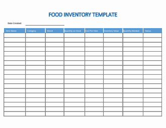 Excel Food Inventory Template