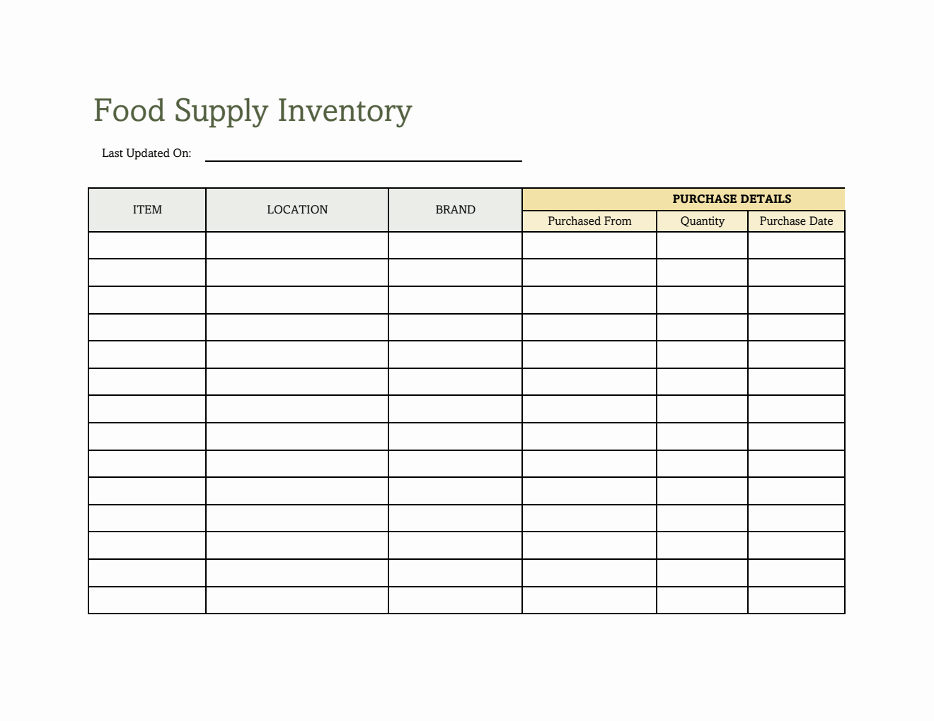 Free Excel Food Supply Inventory Templates