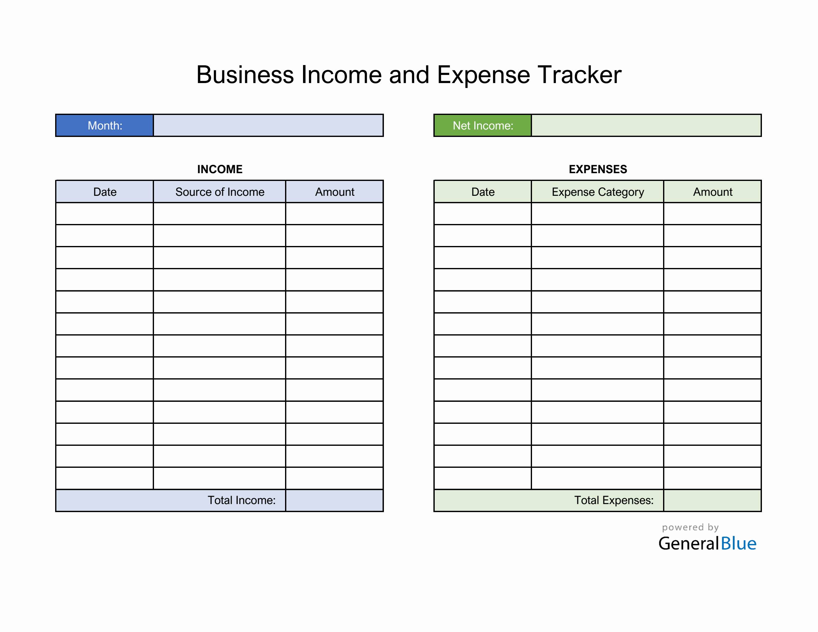 Free Business and Expense Tracker in Excel (Colorful)