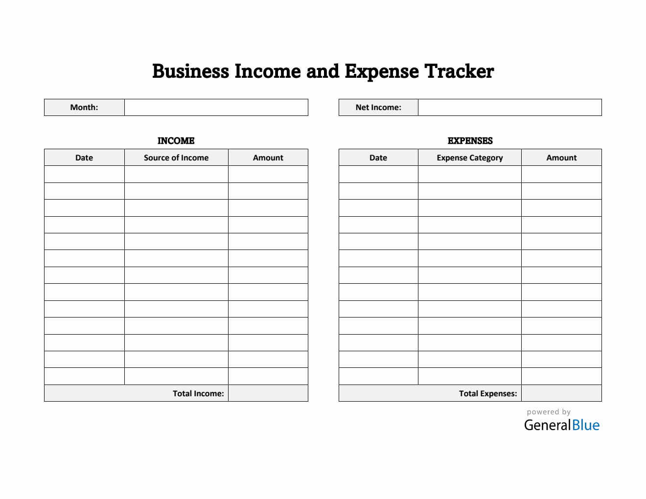 Free Business Income and Expense Tracker in PDF (Simple)