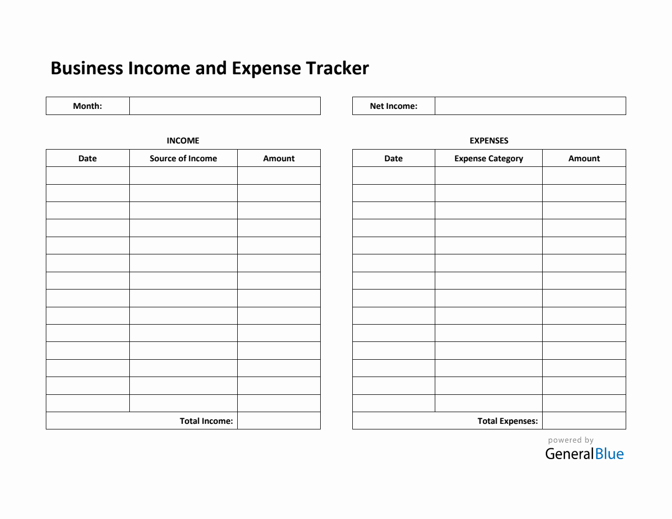 Free Business Income and Expense Tracker in PDF (Printable)