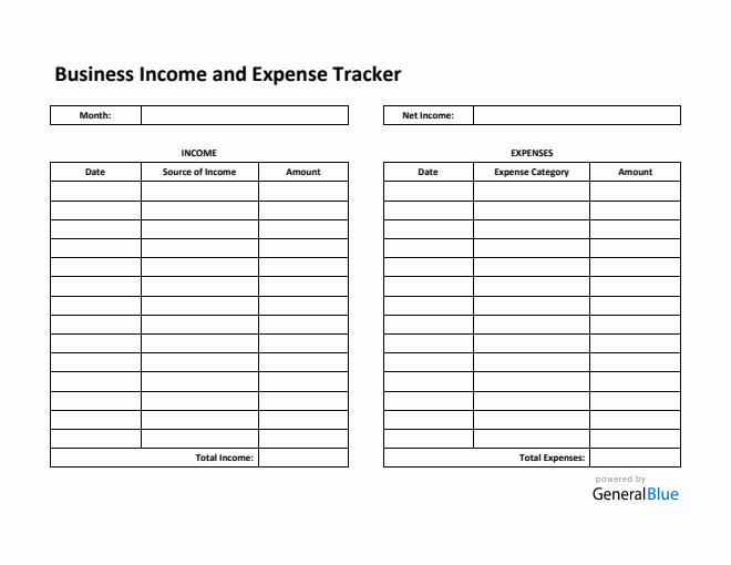Free Business Income and Expense Tracker in PDF (Printable)