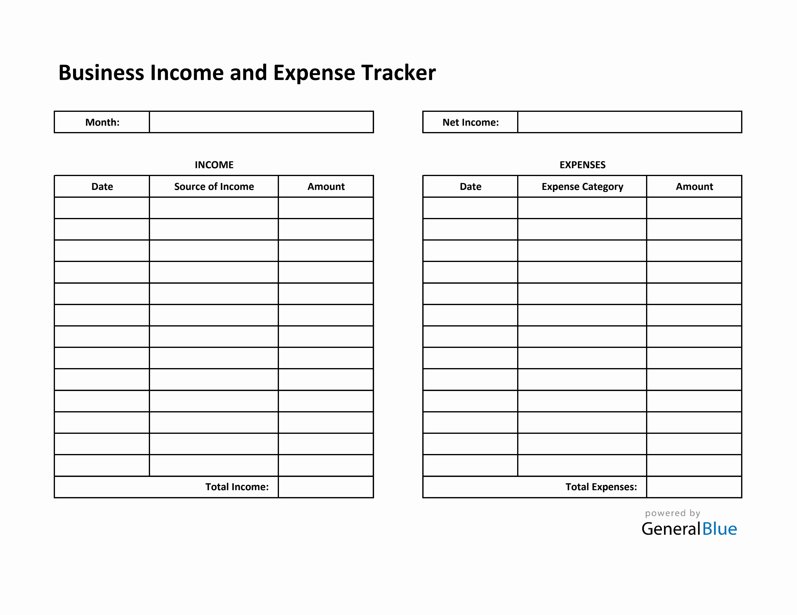 Free Business and Expense Tracker in Excel (Printable)