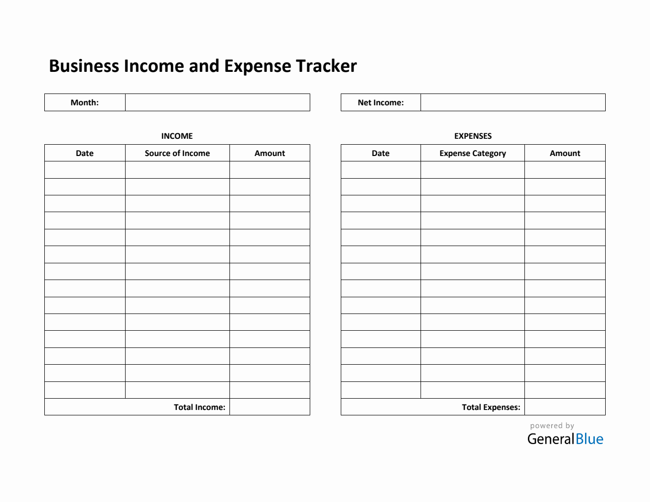 Free Business Income and Expense Tracker in Word (Printable)