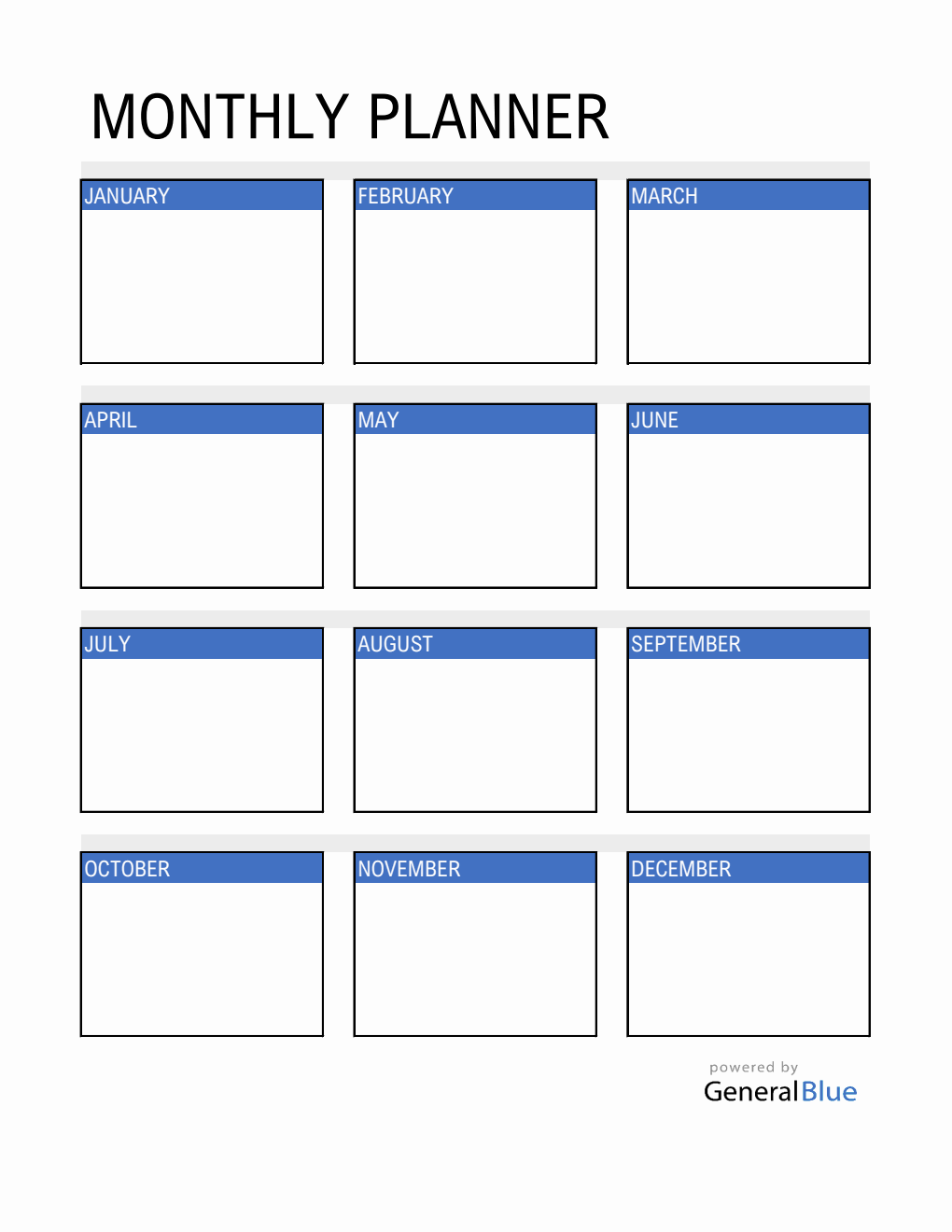 Free Excel Monthly Planner (Customizable)