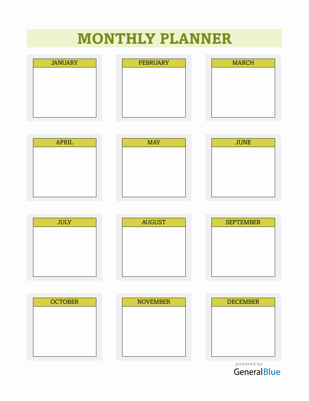 Printable Monthly Planner Word (Green)