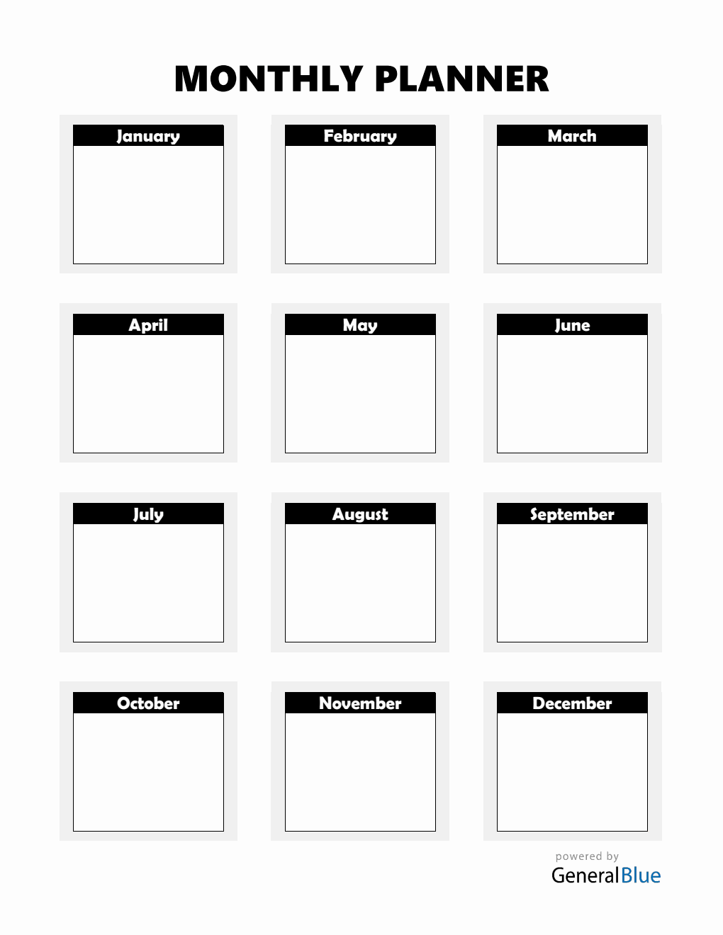 Printable Monthly Planner PDF (Black)