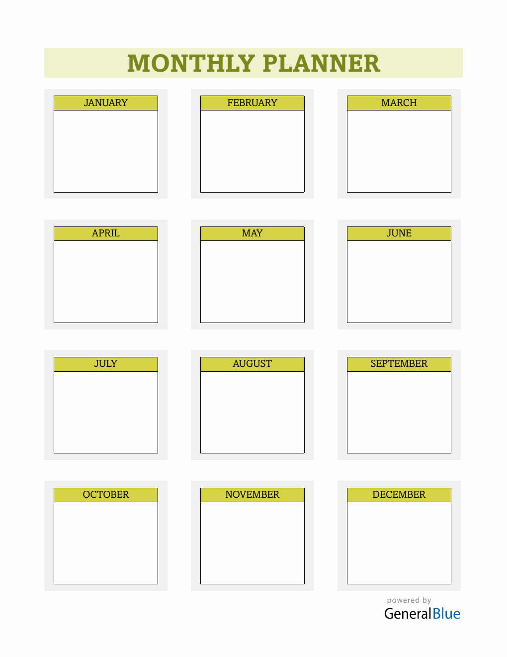 Printable Monthly Planner PDF (Green)
