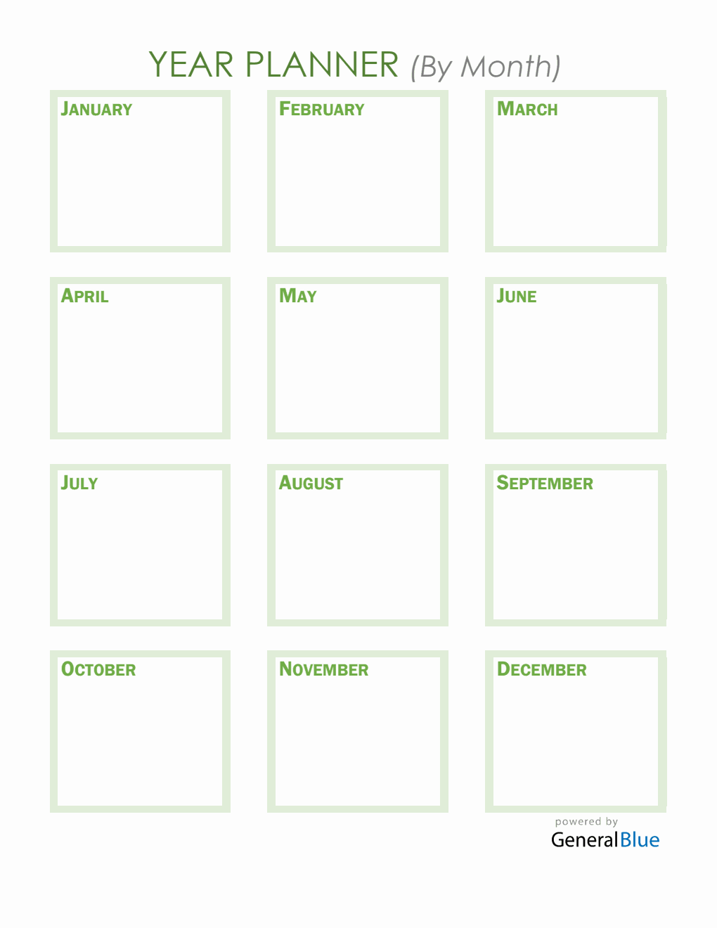 Printable Monthly Planner Excel (Green)