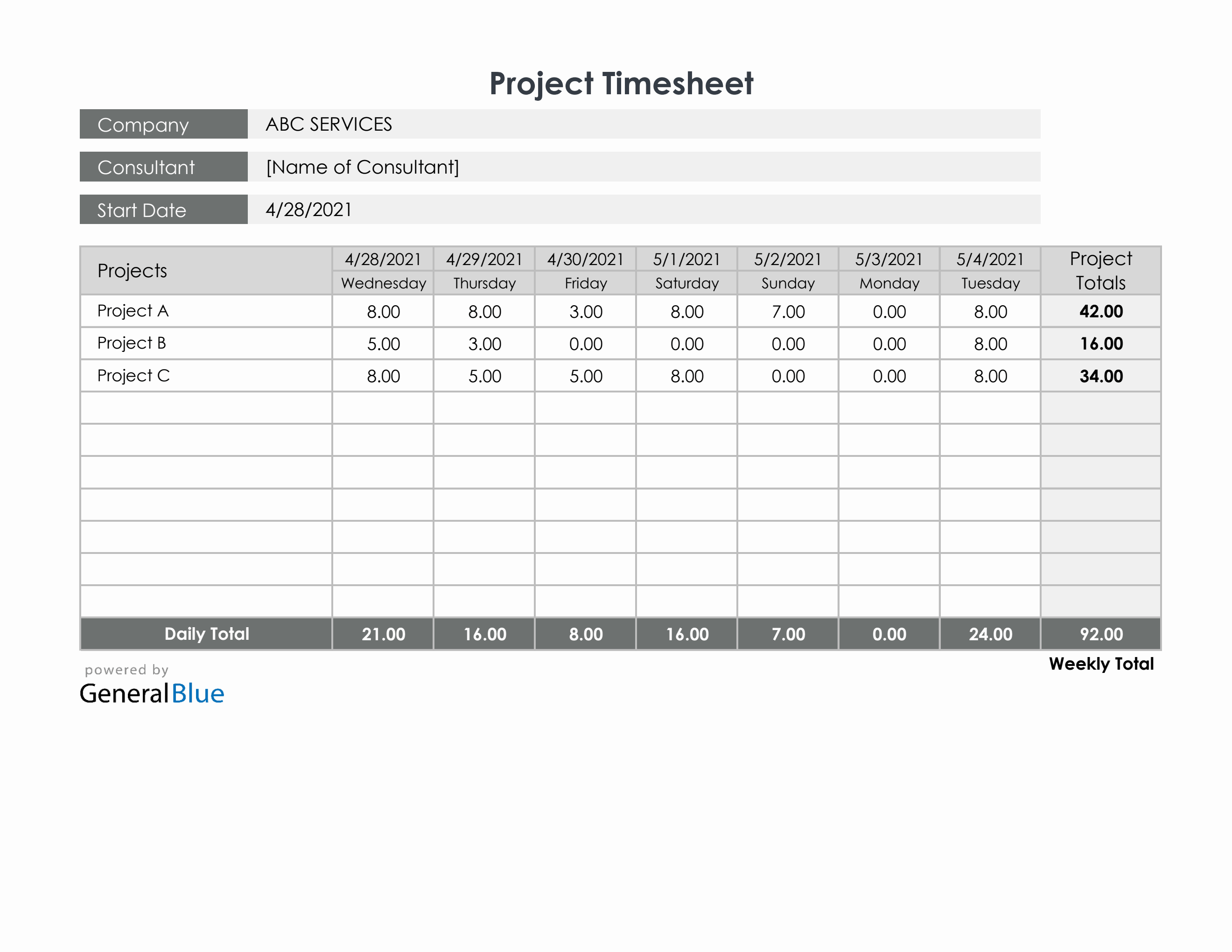 project timesheet in excel printable