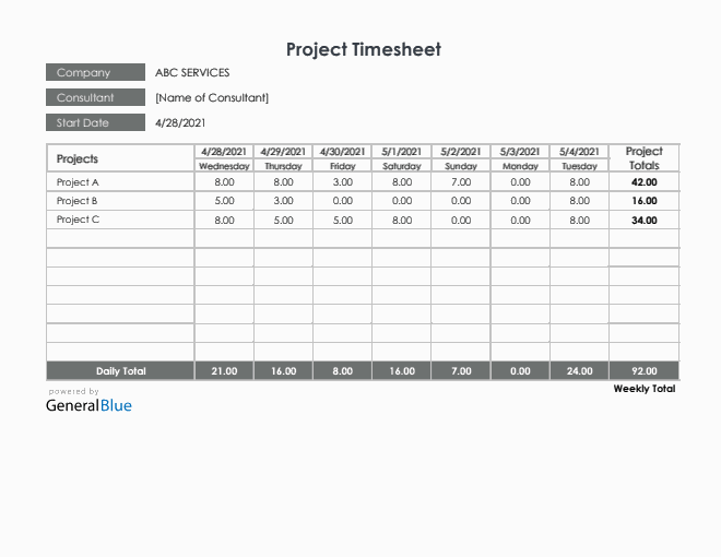 weekly timesheet templates