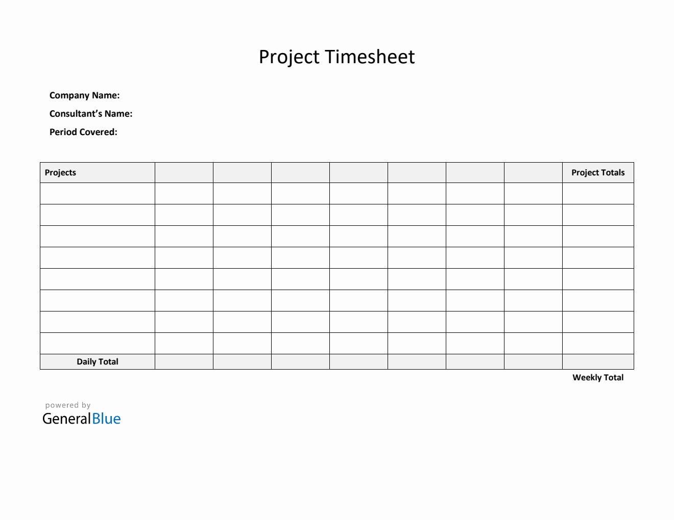 Project Timesheet in PDF (Simple)
