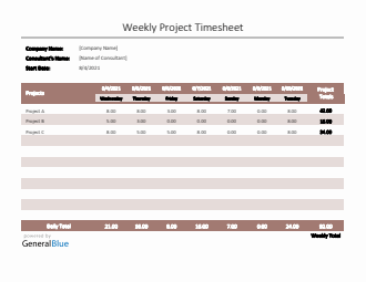 Project Timesheet in Word (Colorful)