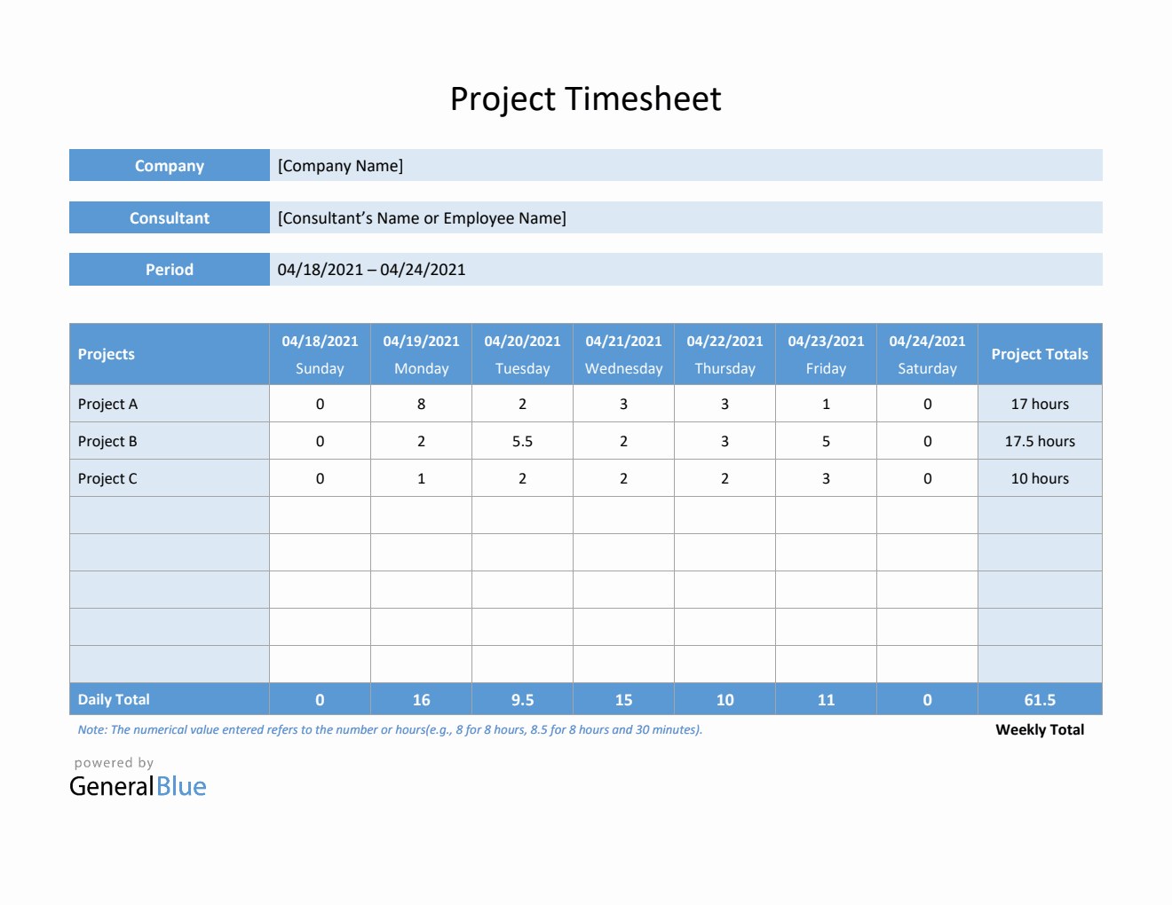Weekly Timesheet Templates