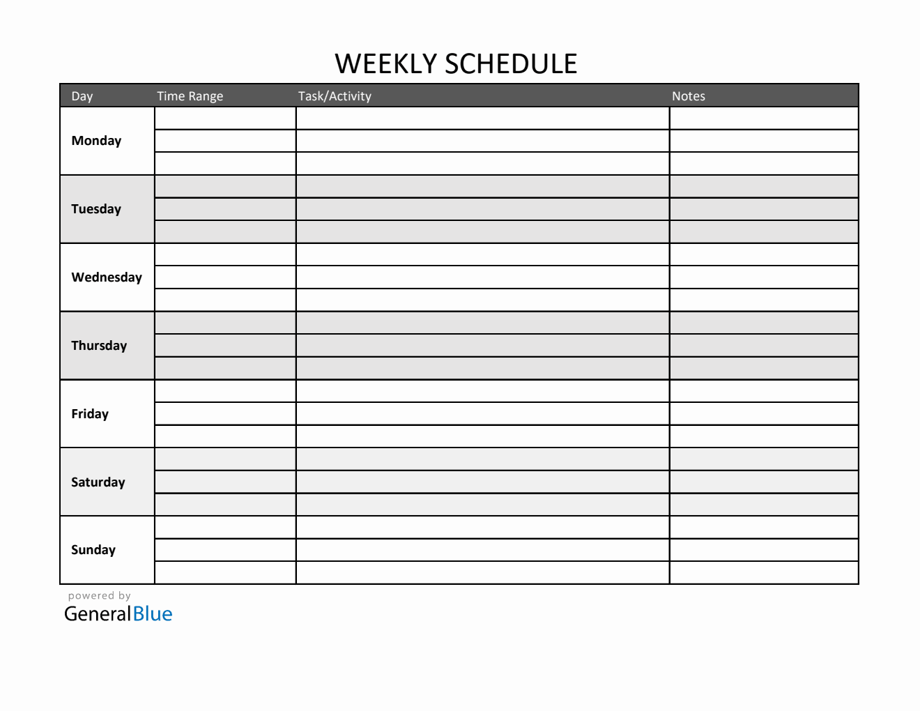 Weekly Schedule Templates