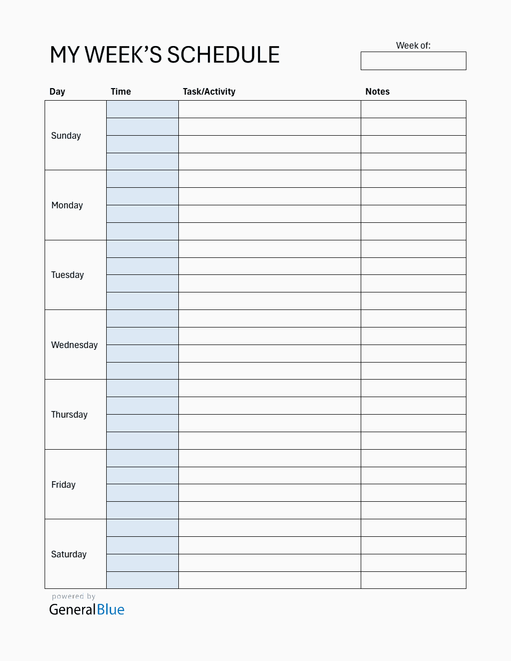 Weekly Schedule Templates