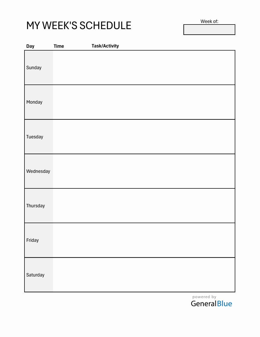 Weekly Schedule Templates