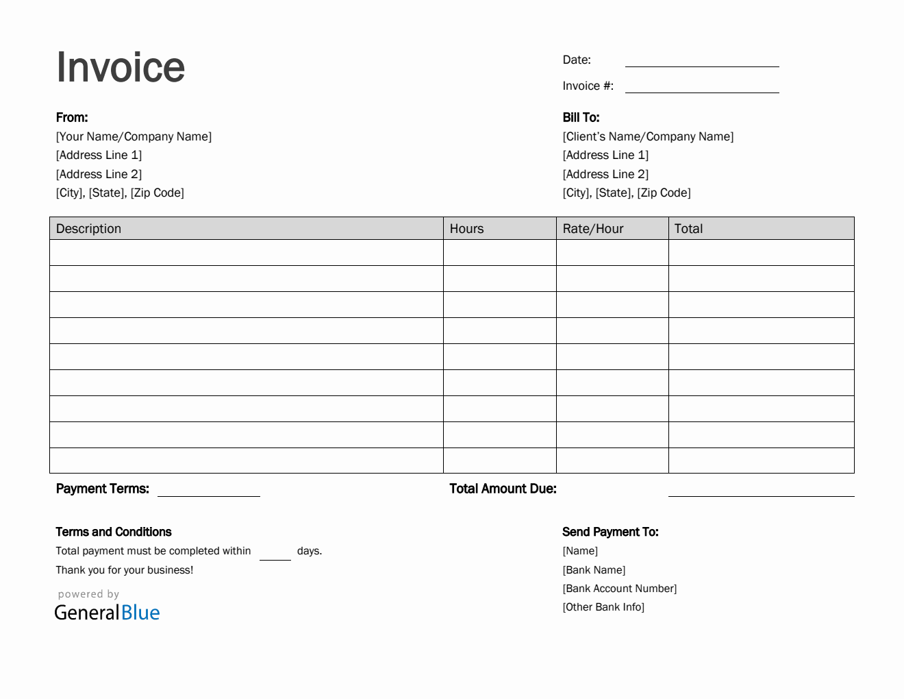 Freelance Hourly Invoice Template in Word (Simple)