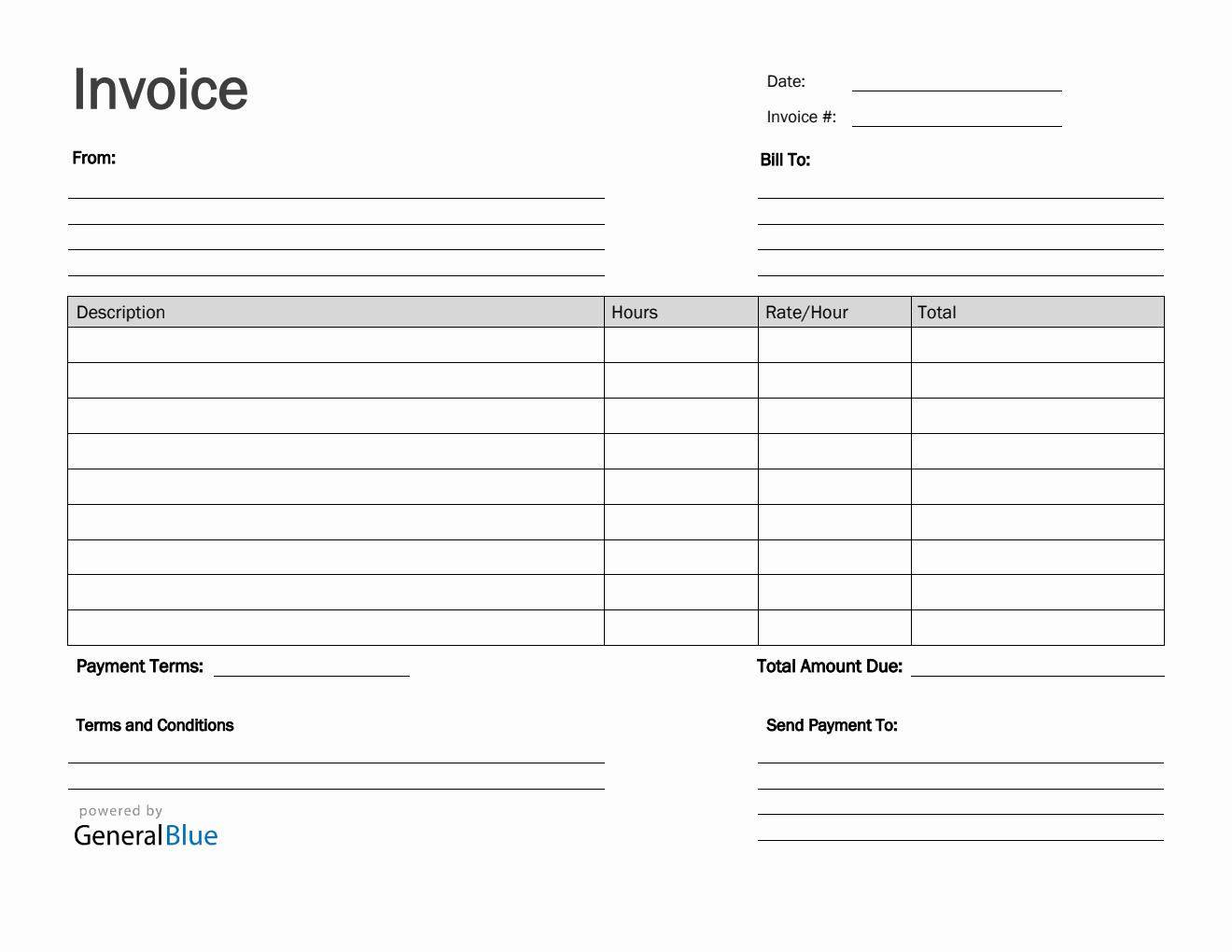 Freelance Hourly Invoice Template in PDF (Simple)