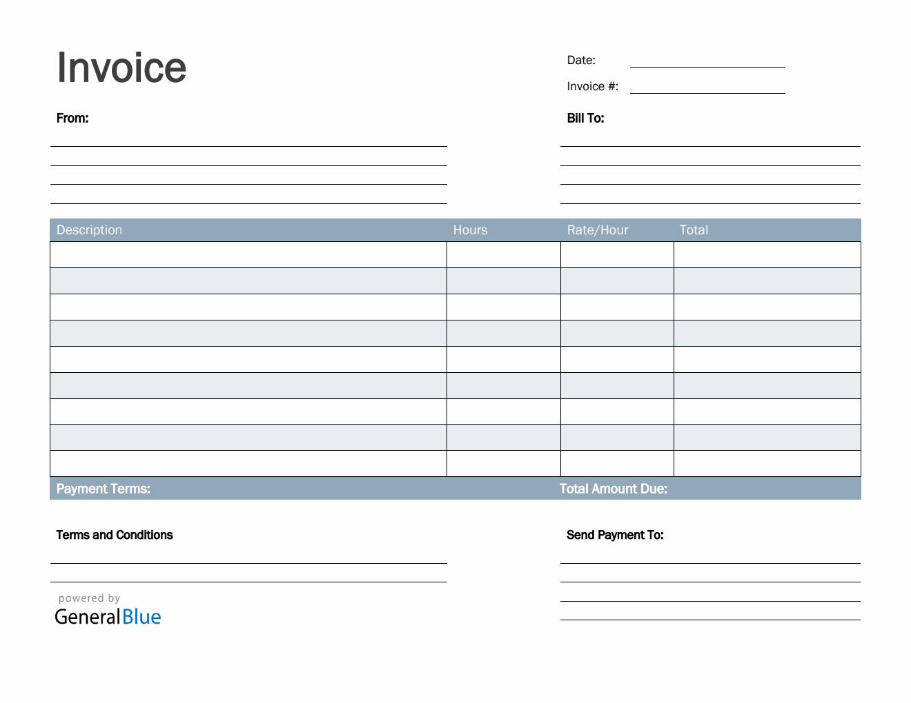 Freelance Hourly Invoice Template in PDF (Basic)