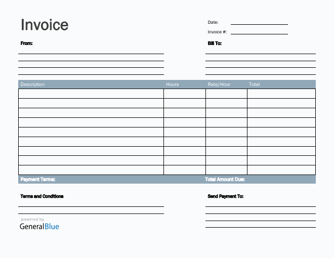 Freelance Hourly Invoice Template in PDF (Basic)