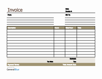 Freelance Hourly Invoice with Tax Calculation in Word (Simple)