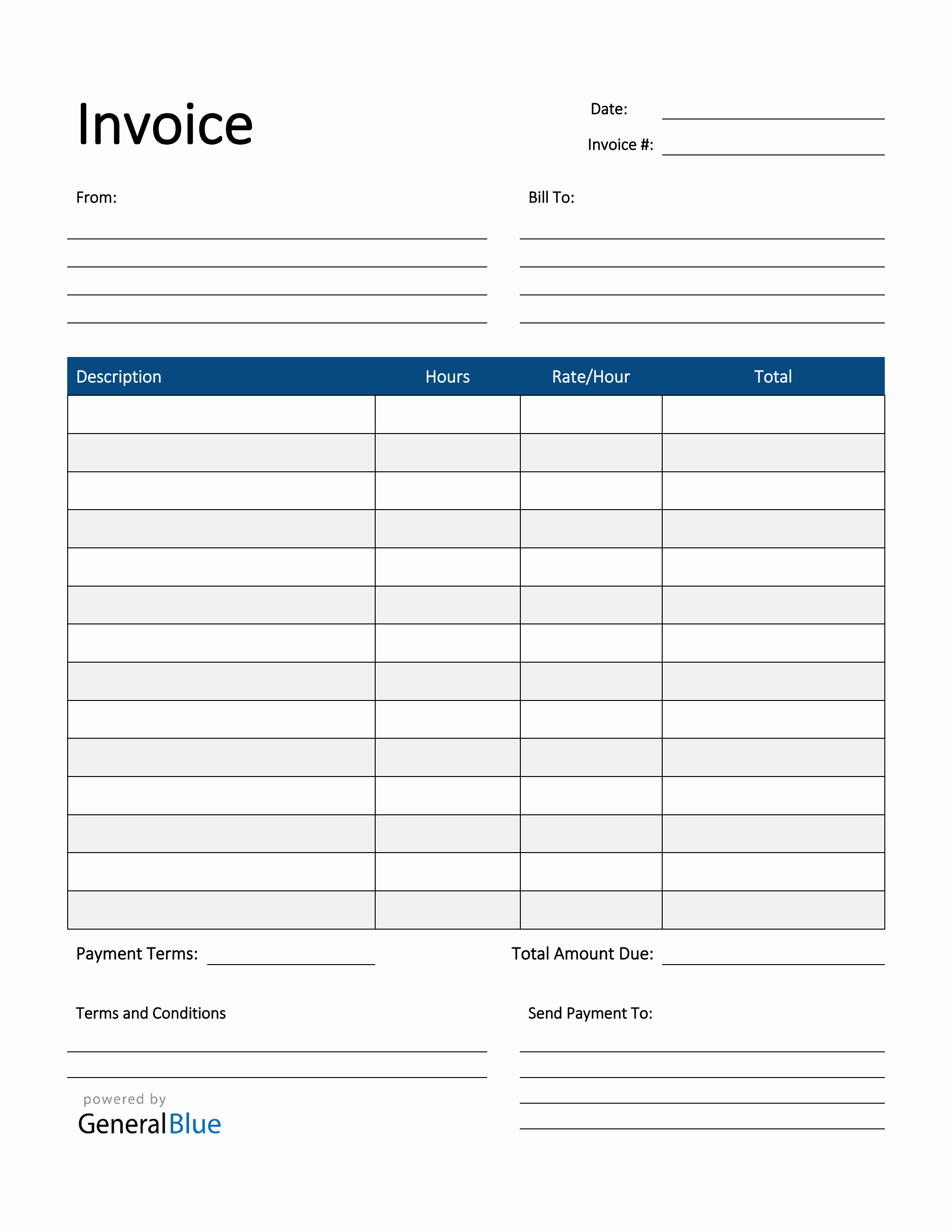 Free Printable Hourly Invoice Template