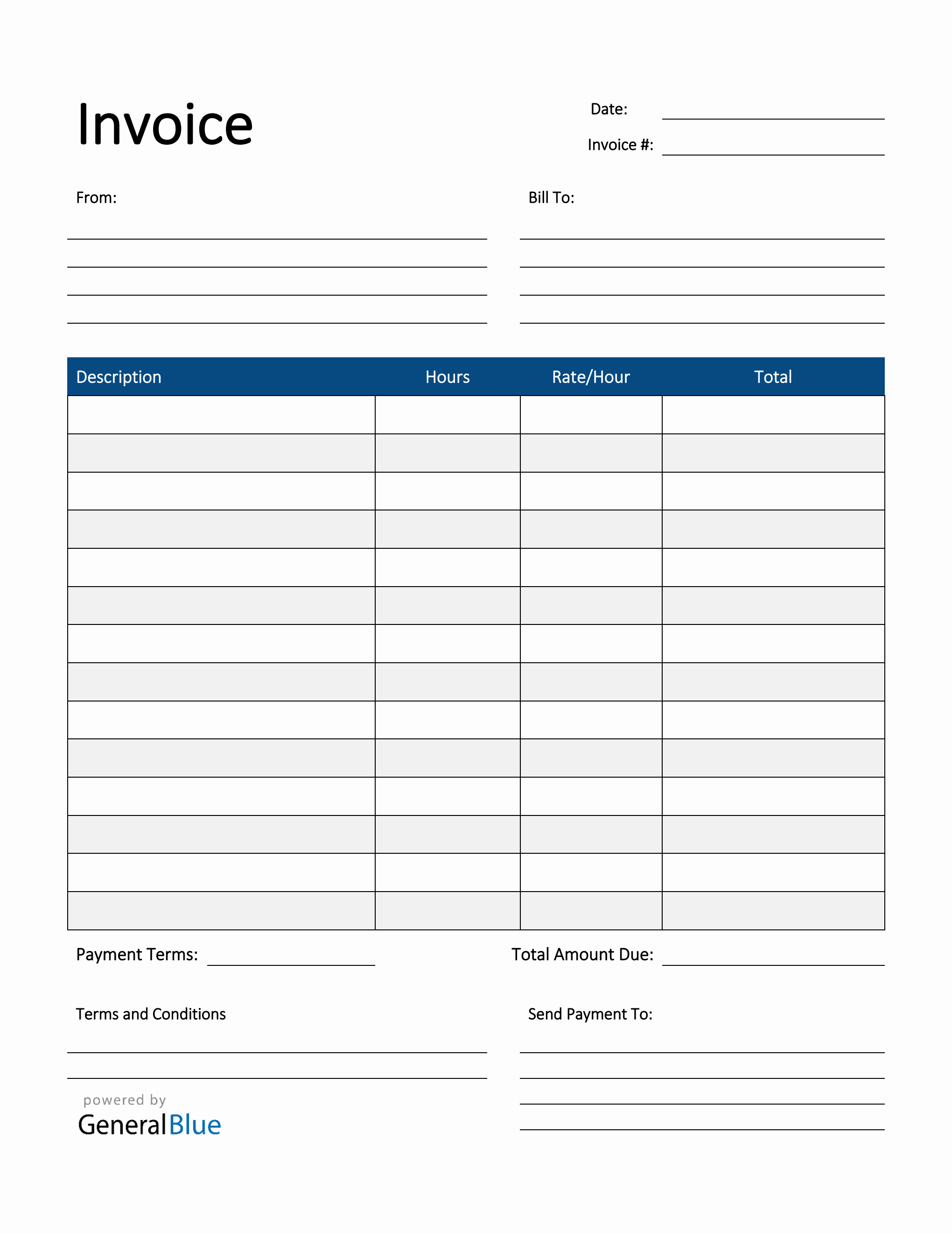 freelance hourly invoice template in pdf striped