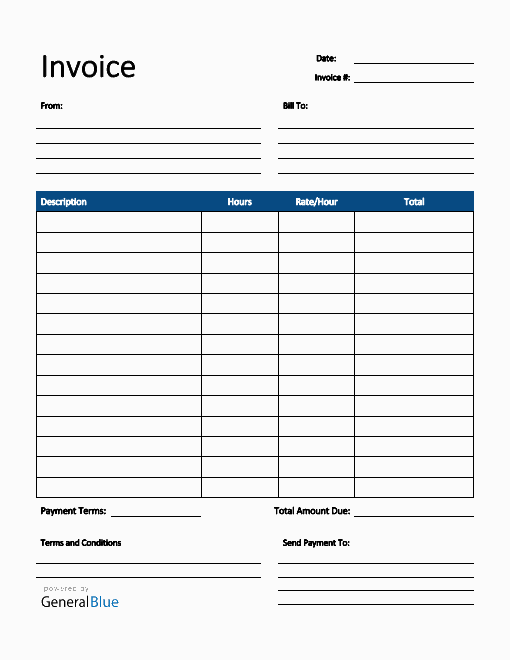 Freelance Hourly Invoice Template in PDF (Striped)