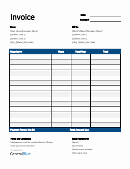 freelance hourly invoice template in excel striped