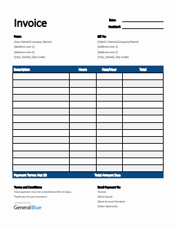 Freelance Hourly Invoice Template in Word (Striped)