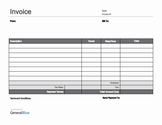 PDF Invoice Template for U.S. Freelancers With Tax calculation (Simple)