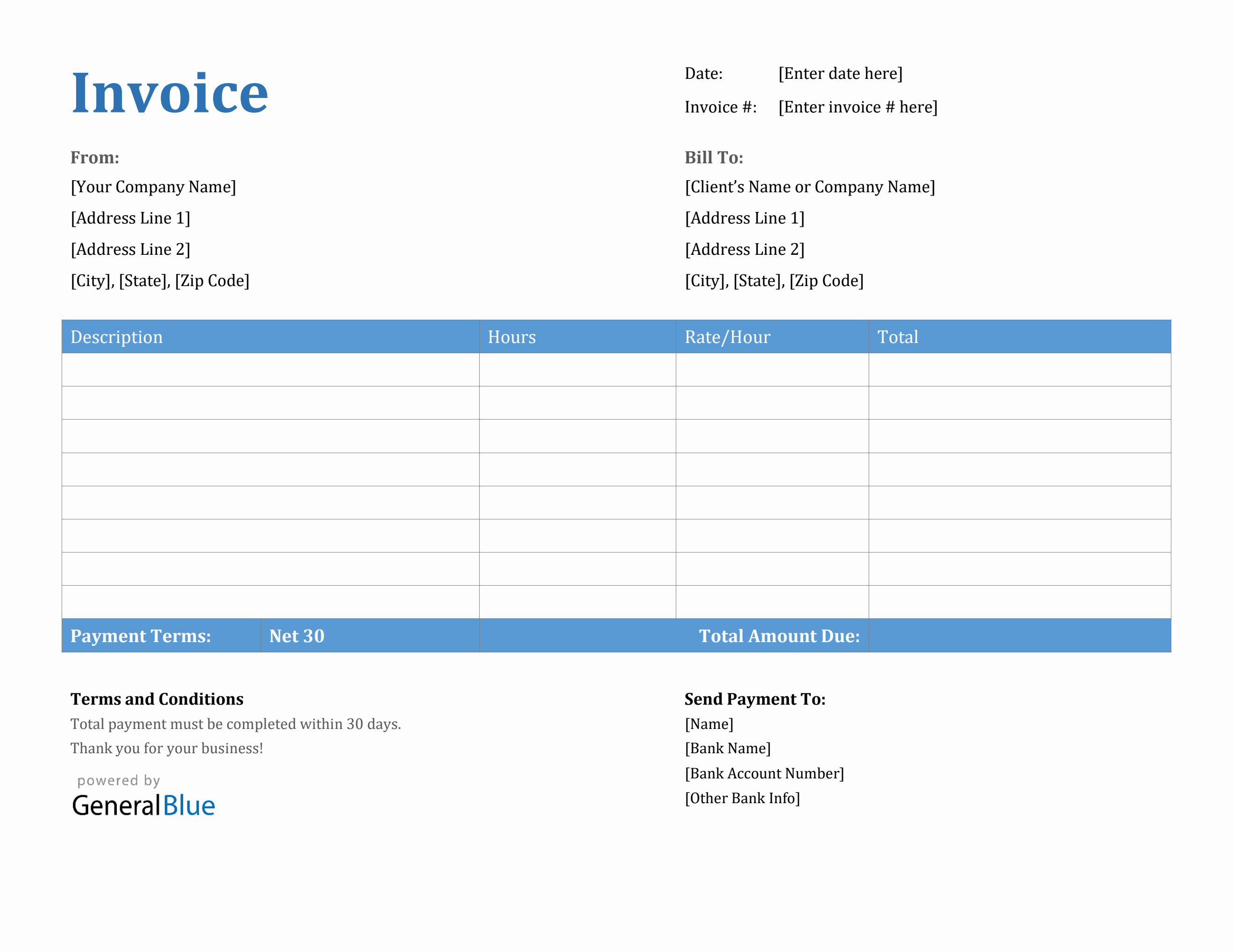 invoice template for us freelancers in word printable