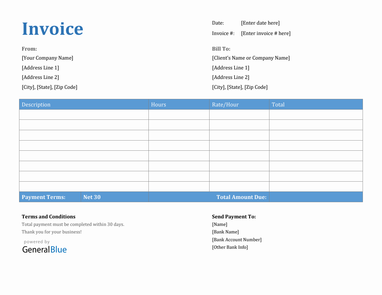invoice template for u s freelancers in word printable