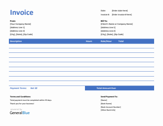 Invoice Template for U.S. Freelancers in Word (Highlighted)