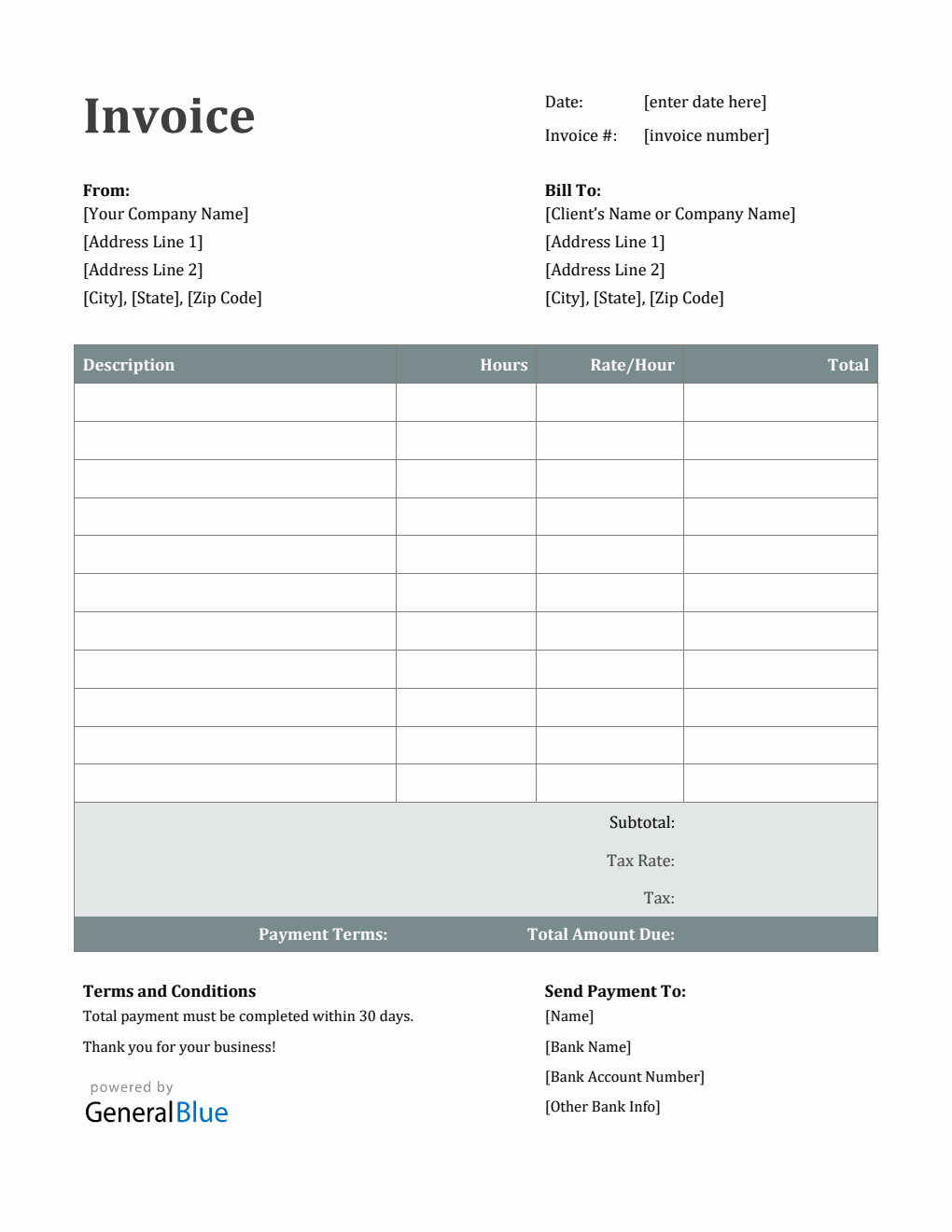Word Invoice Template for U.S. Freelancers With Tax (Ion)