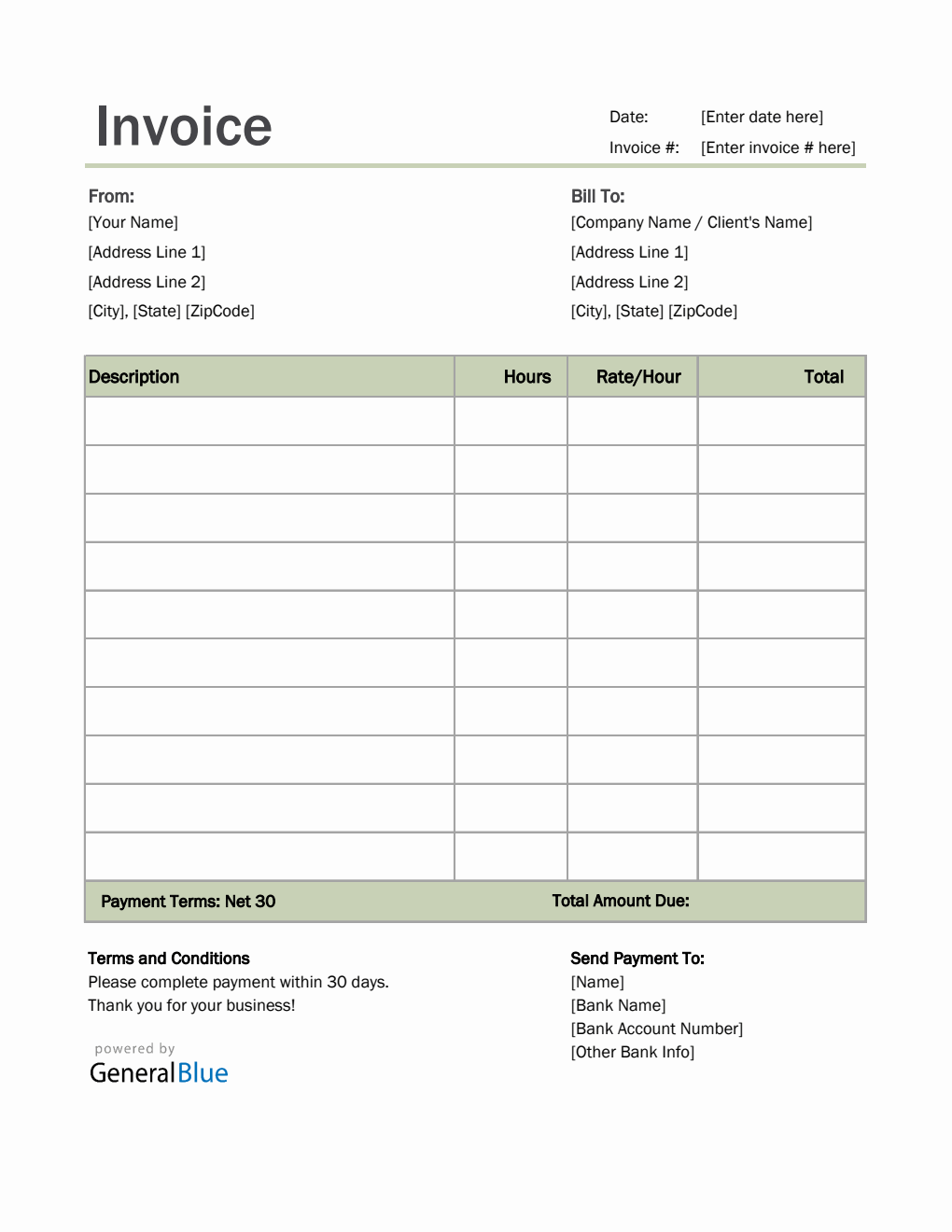 invoice template for u s freelancers in excel simple