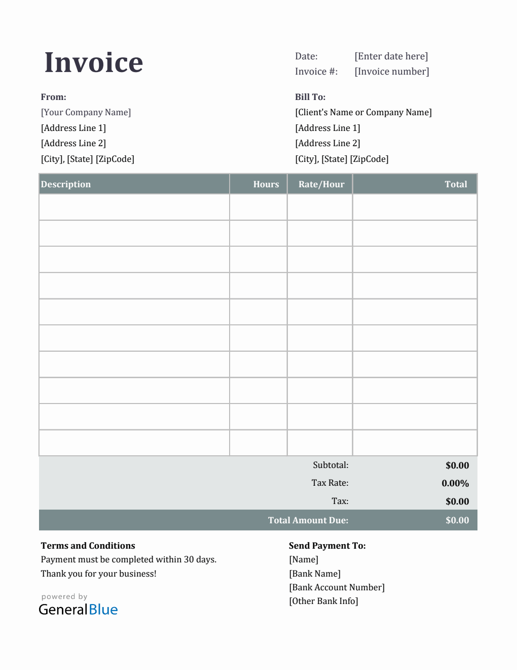 Excel Invoice Template for U.S. Freelancers With Tax calculation (Ion)